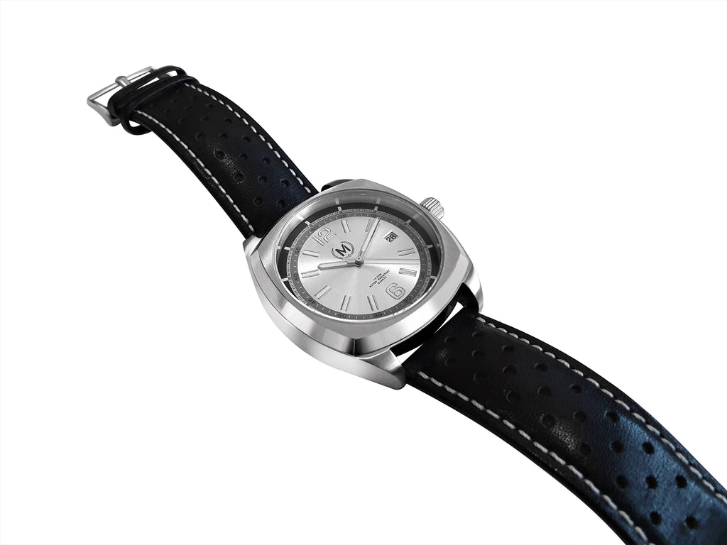 Silver Dial Driver, Black Strap