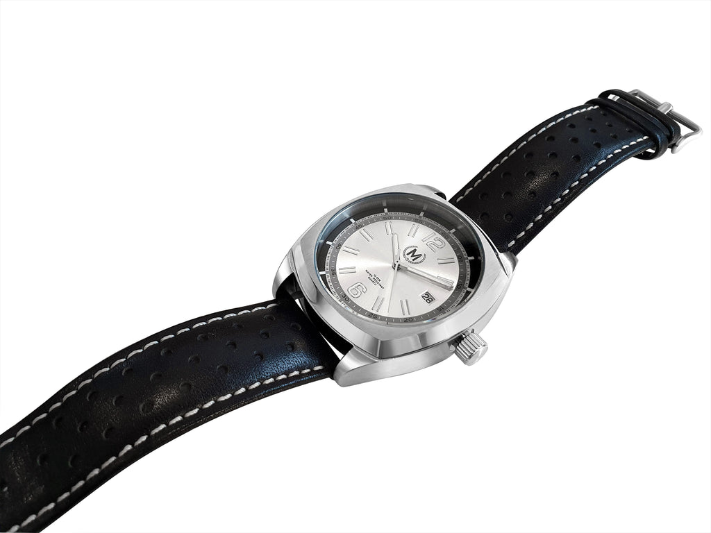 Silver Dial Driver, Black Strap