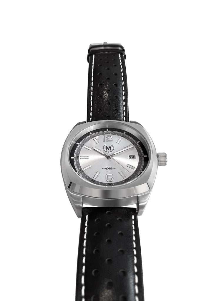 Silver Dial Driver, Black Strap