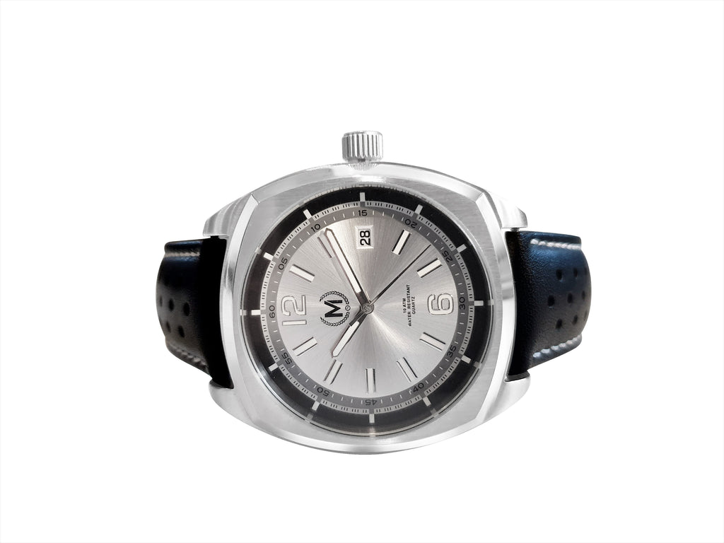 Silver Dial Driver, Black Strap