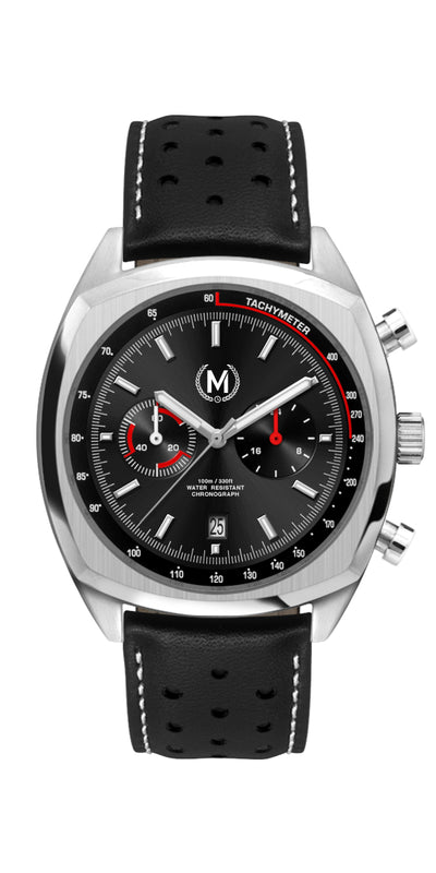 CLASSIC DRIVER CHRONOGRAPH, BLACK STRAP - Marchand Watch Company