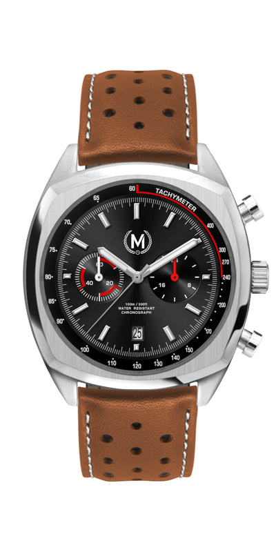 CLASSIC DRIVER CHRONOGRAPH, TAN STRAP - Marchand Watch Company