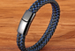 BLACK AND BLUE LEATHER BRACELET, 21CM - Marchand Watch Company
