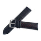 Black And Red Leather Rally Watch Strap, Silver Buckle