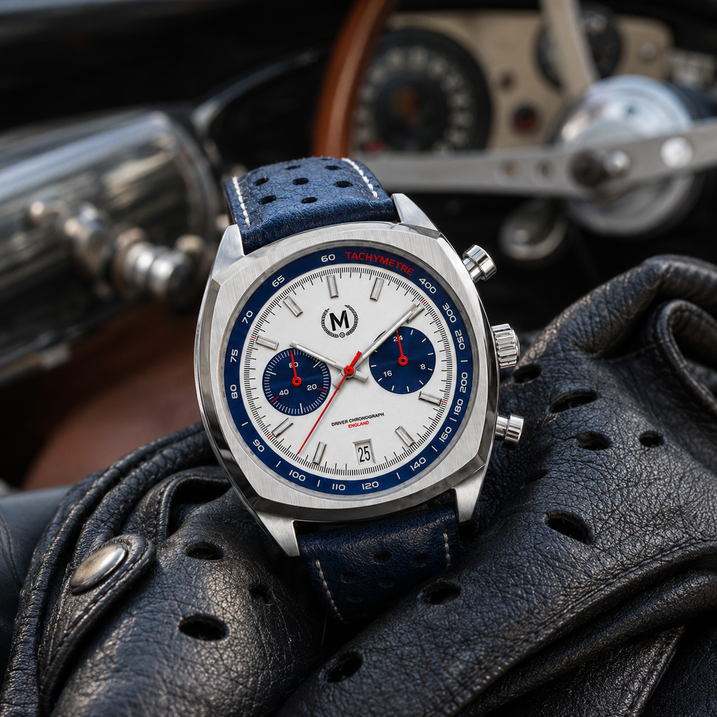 Driver Chronograph MKII Quartz, Blue Panda (COMING EARLY 2027)