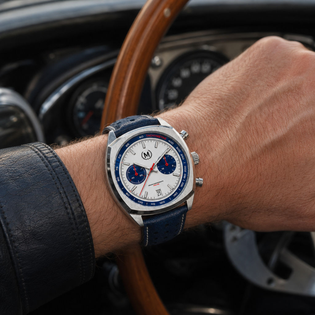 Driver Chronograph MKII Quartz, Blue Panda (COMING EARLY 2027)