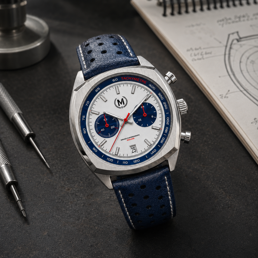 Driver Chronograph MKII Quartz, Blue Panda (COMING EARLY 2027)