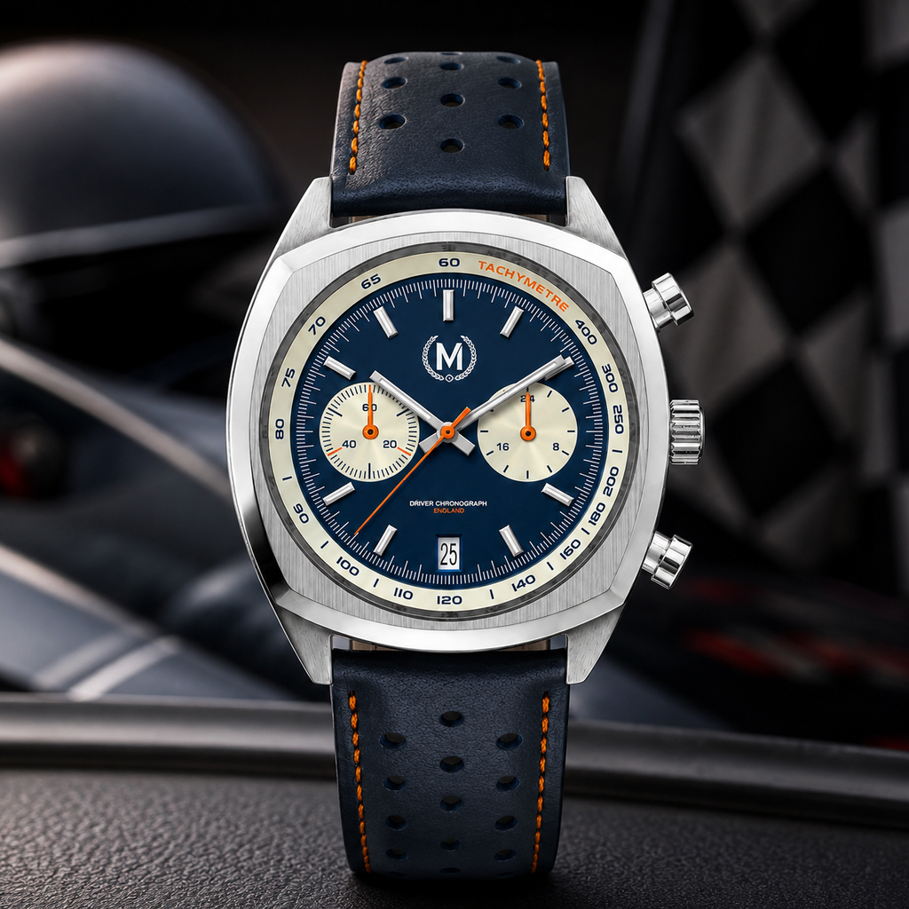 Driver Chronograph MKII Quartz, Blue Reverse Panda (PRE-ORDER NOW)