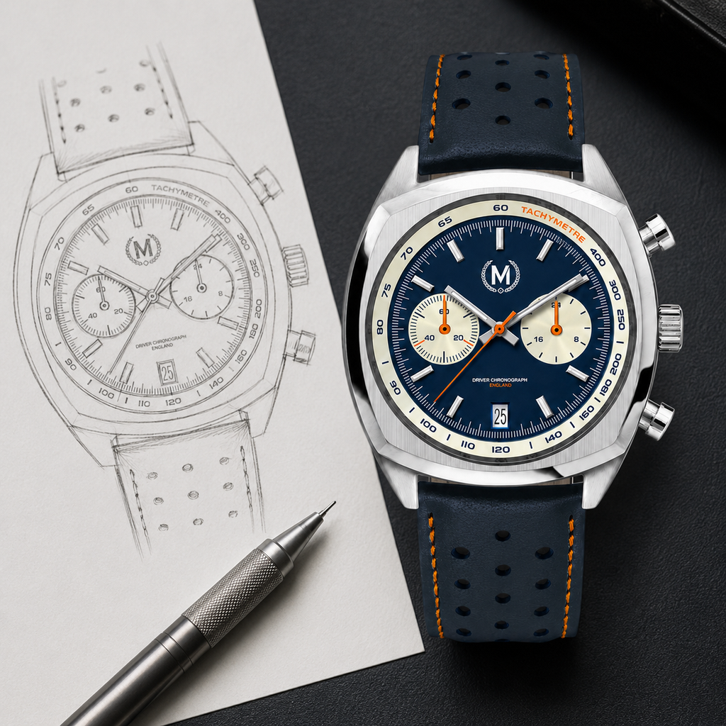 Driver Chronograph MKII Quartz, Blue Reverse Panda (PRE-ORDER NOW)