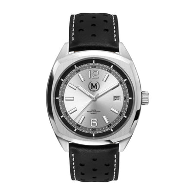 Silver Dial Driver, Black Strap