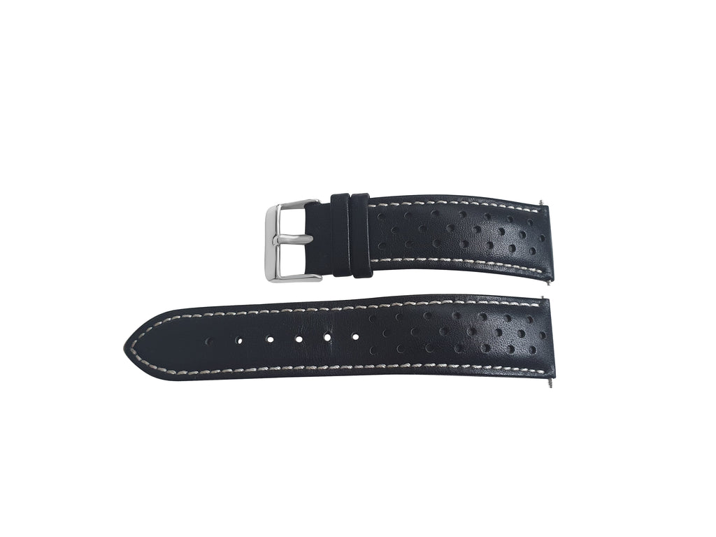 BLACK LEATHER RALLY WATCH STRAP