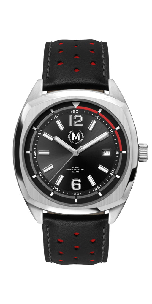 SILVER DRIVER, BLACK STRAP - Marchand Watch Company