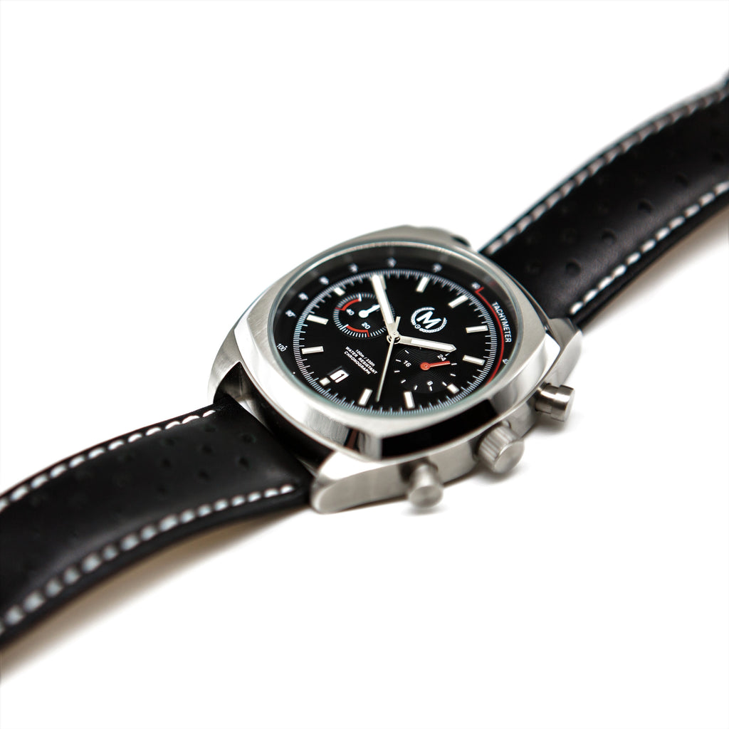 CLASSIC DRIVER CHRONOGRAPH, BLACK STRAP - Marchand Watch Company