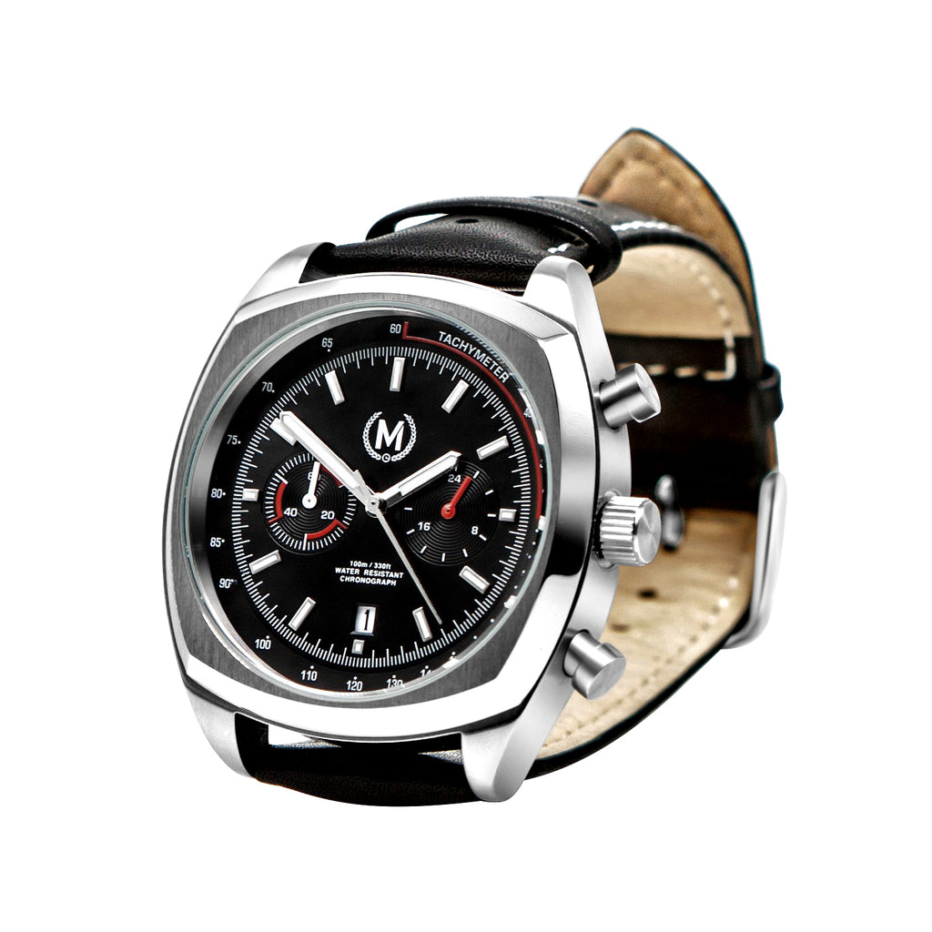 CLASSIC DRIVER CHRONOGRAPH, BLACK STRAP - Marchand Watch Company