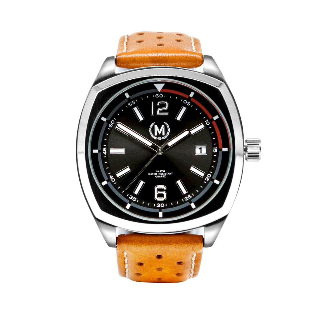 CLASSIC DRIVER, TAN STRAP - Marchand Watch Company