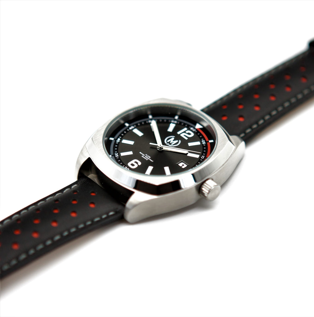 SILVER DRIVER, BLACK STRAP - Marchand Watch Company
