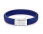 BLUE BRAIDED LEATHER BRACELET, SILVER CLASP (20.5CM) - Marchand Watch Company